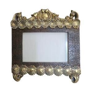 Vintage Ornate Gold Tone Metal Picture Frame Victorian Tabletop Easel Frame